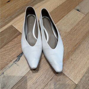 Bottega Veneta White Leather Flats